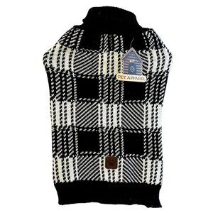 Woof Pet Apparel Buffalo Check Sweater Black White Large Dog Up To 35lb